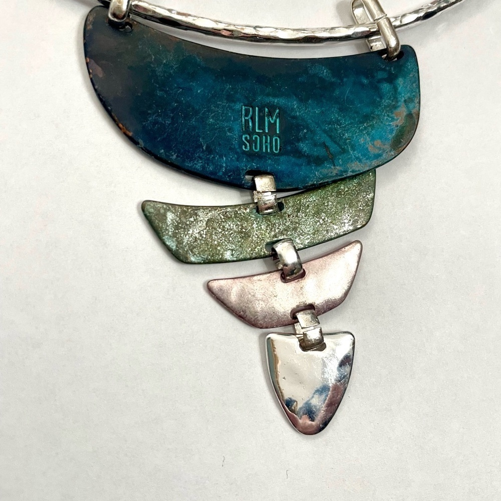 Vintage RLM Soho collar necklace modernist western rodeo silver tone NWT - Picture 7 of 10